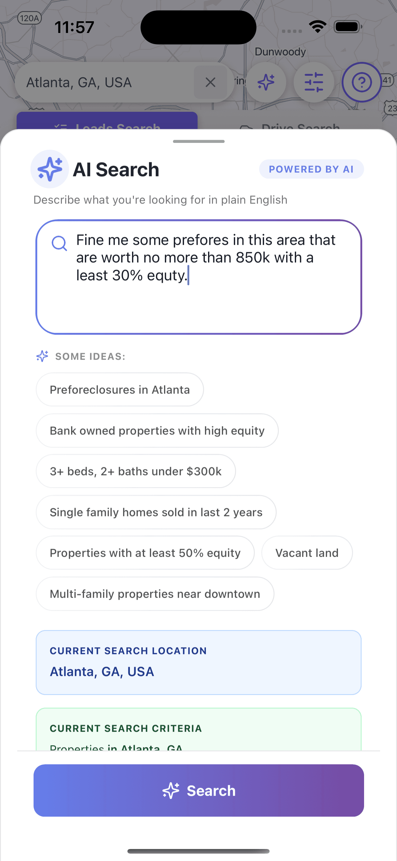 Lumen AI workflow in JustPropertySearch