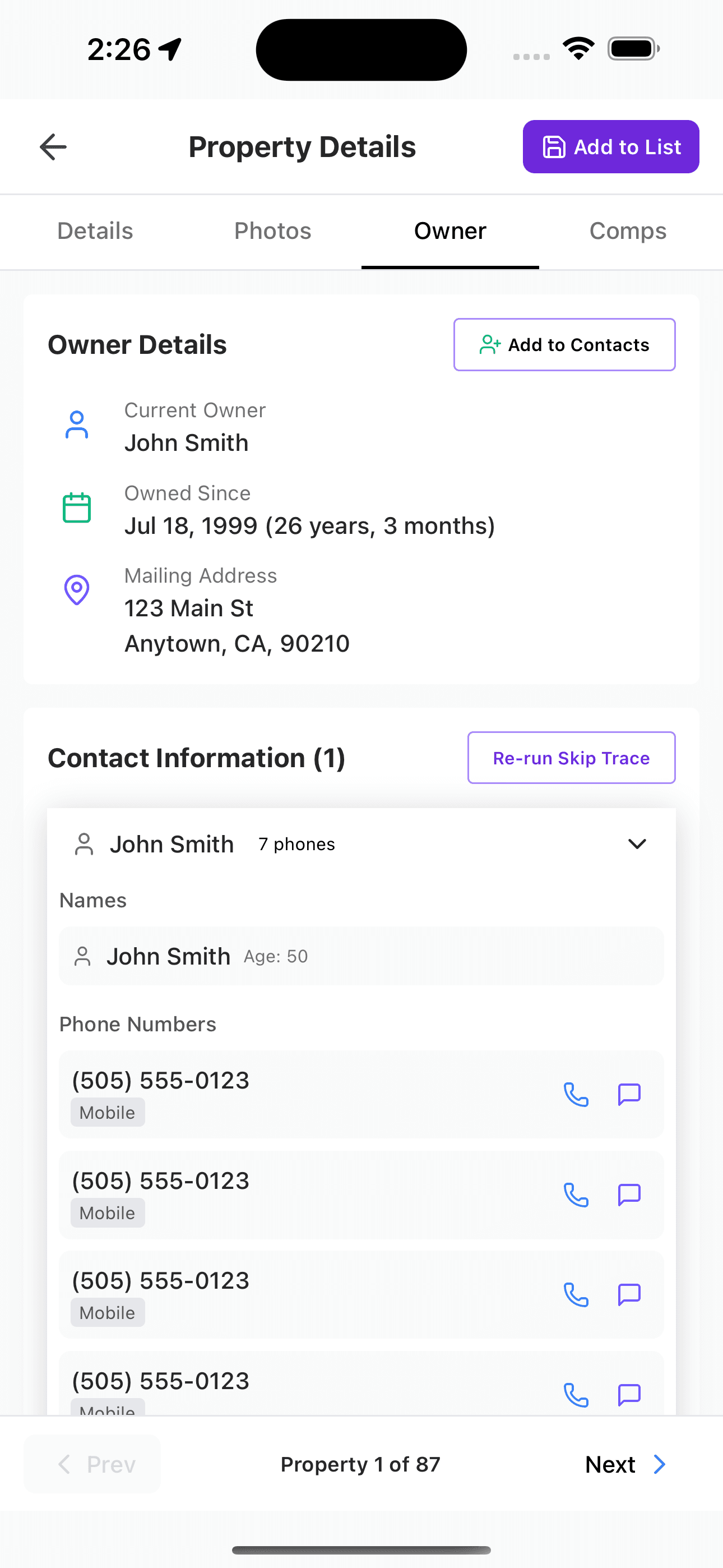 Skip tracing workflow in JustPropertySearch